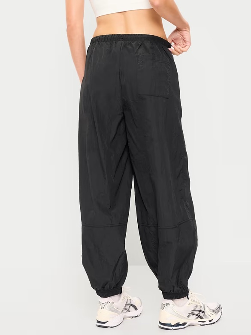 Old navy black windbreaker parachute pants womens xs petite BNWT balloon bloomer - Picture 2 of 9